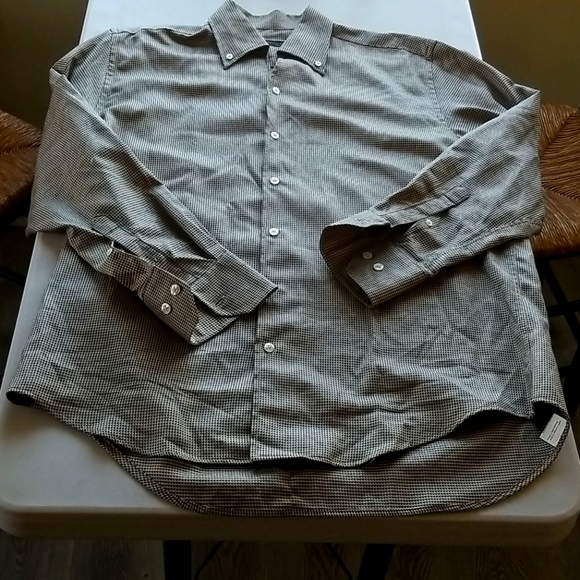 🐳Equilibrio Long Sleeve Button Down Beige Shirt - Picture 2 of 9